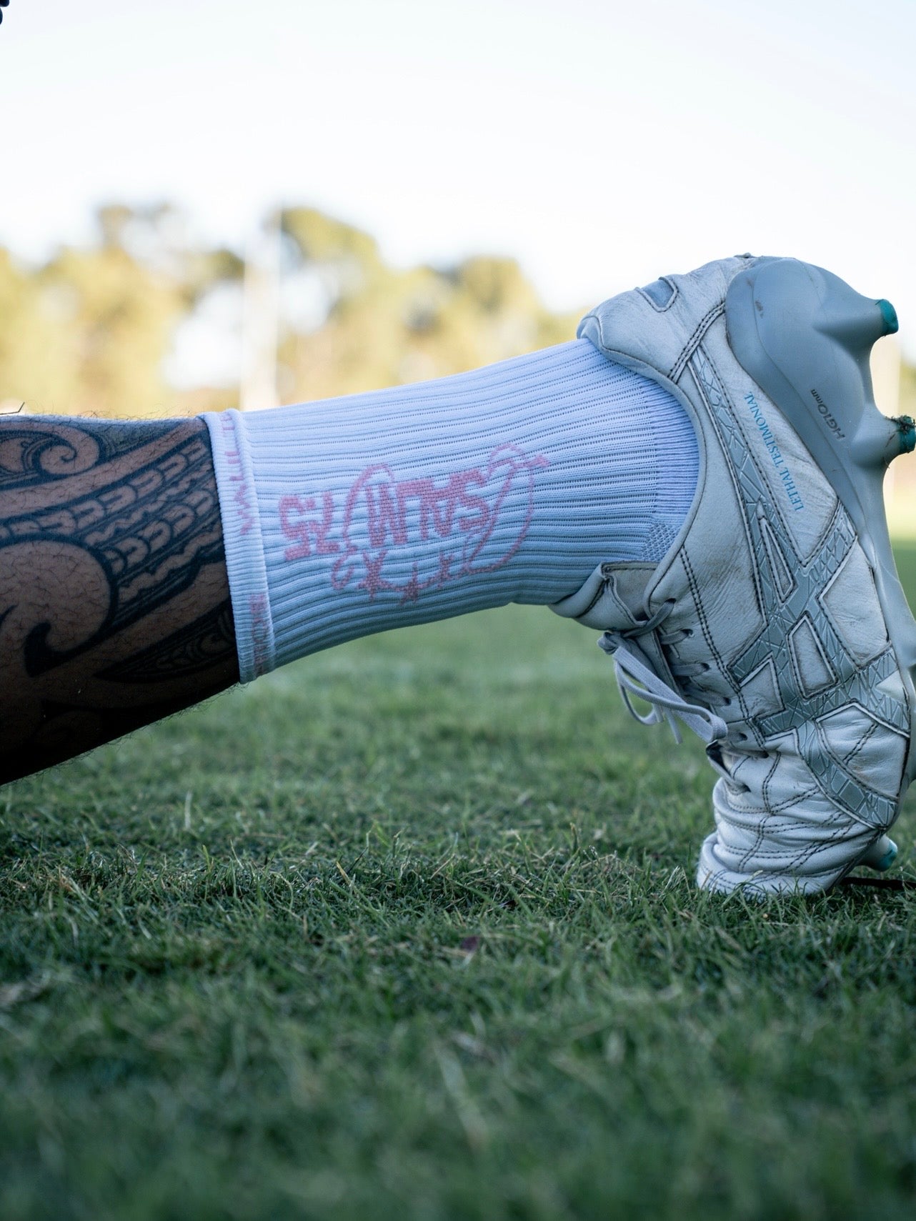 Pink Psalm 37:5 Grip Socks