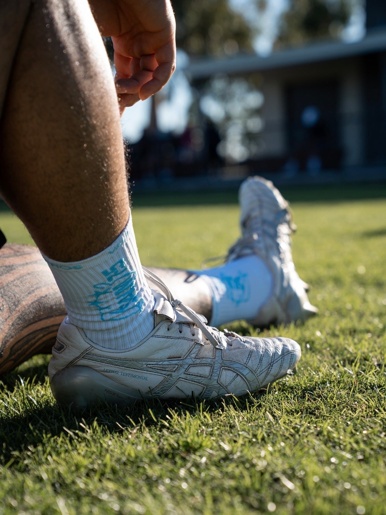Blue Psalm 37:5 Grip Socks