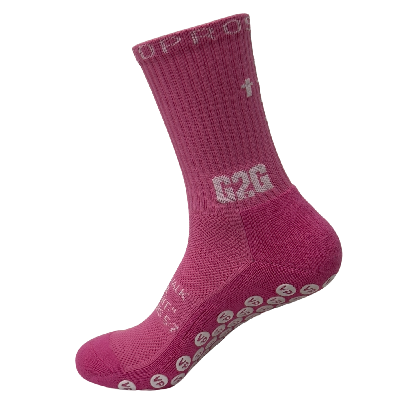 Pink Vaulted Pros Christian Grip Socks