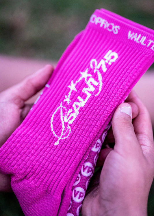 Psalm 37:5 Grip Socks - Berry Pink