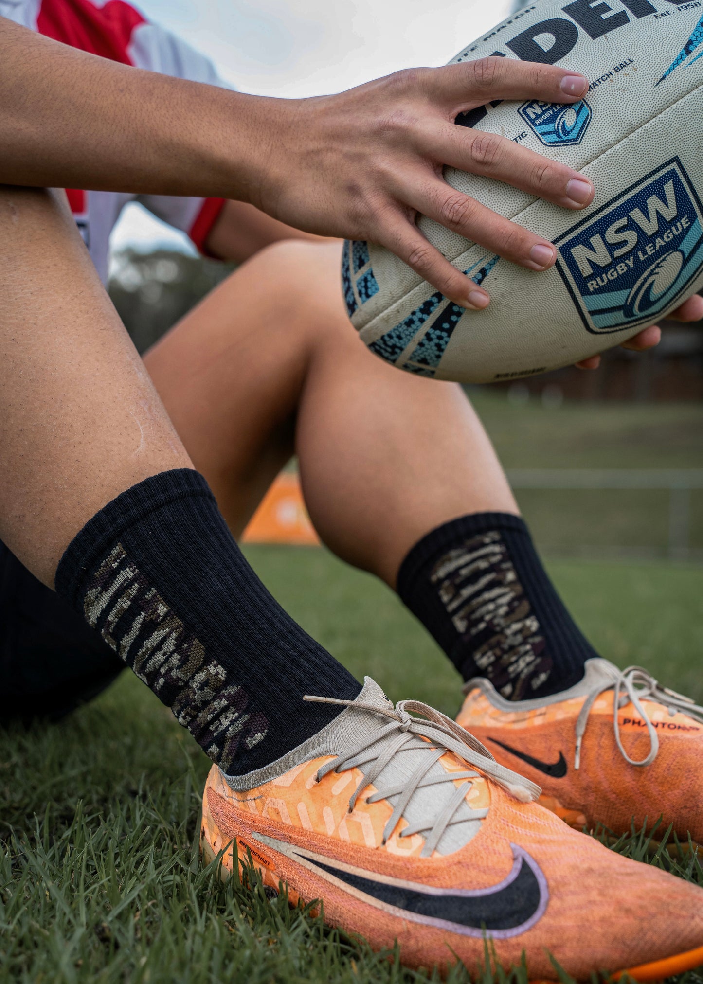 Digital Camo "AO1" Grip Socks - Black
